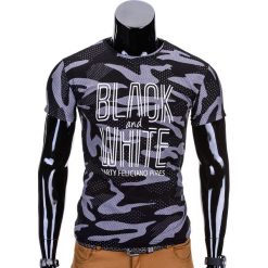 T-shirty męskie: T-SHIRT MĘSKI Z NADRUKIEM S741 – GRAFITOWY