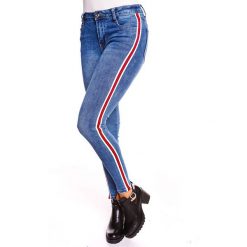 Dżinsy "Vanessa" - Slim fit - w kolorze niebieskim. Niebieskie rurki damskie Saint Germain Paris, s, w paski. W wyprzedaży za 128,95 zł.