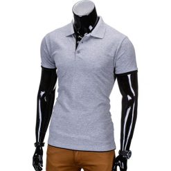 KOSZULKA MĘSKA POLO BEZ NADRUKU S758 - SZARY MELANŻ. Szare koszulki męskie Ombre Clothing, s, z nadrukiem, klasyczne, bez rękawów. Za 24,99 zł.