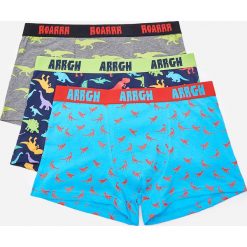 3 pack bokserek z nadrukiem w dinozaury - Wielobarwny. Niebieskie bokserki męskie House, z nadrukiem. Za 59,99 zł.