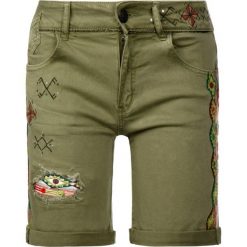 Szorty jeansowe Desigual Essauira 19SWPN01. Zielone szorty damskie Desigual, bez wzorów, z elastanu. W wyprzedaży za 169,00 zł.