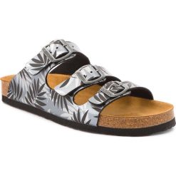 Klapki DR. BRINKMANN - 701236 Silber 92. Szare klapki damskie marki Dr. Brinkmann, bez wzorów, ze skóry ekologicznej, bez obcasa. Za 139,00 zł.
