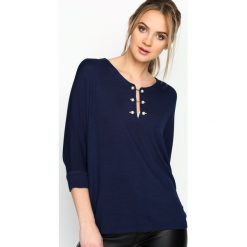 Granatowa Bluzka Pearly Catch. Niebieskie bluzki asymetryczne Born2be, l, z długim rękawem. Za 39,99 zł.