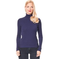 Sweter w kolorze granatowym. Niebieskie golfy męskie marki William de Faye, z kaszmiru. W wyprzedaży za 108,95 zł.