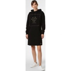 Superdry - Sukienka damska, czarny. Czarne sukienki damskie Superdry, l, z nadrukiem, prążkowane, z kapturem, bez rękawów. Za 399,95 zł.