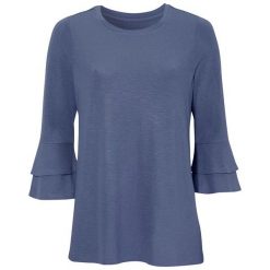 Cellbes Bluzka denim blue female niebieski 34/36. Niebieskie bluzki damskie Cellbes, bez wzorów, z denimu, z falbankami, bez rękawów. W wyprzedaży za 69,00 zł.