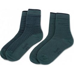 Zestaw 2 par wysokich skarpet unisex BUGATTI - 6279 C Green 758. Zielone skarpetki damskie Bugatti, bez wzorów, z elastanu. W wyprzedaży za 29,00 zł.