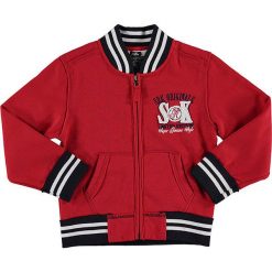 Bluza w kolorze czerwono-granatowym. Czerwone bluzy niemowlęce SRK, Miss Girly, bez wzorów, bez rękawów, bez kaptura. W wyprzedaży za 39,95 zł.