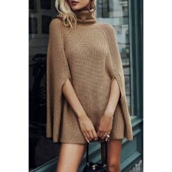 Sweter damski ZARIDA BEIGE. Brązowe swetry damskie IVET, na jesień, bez wzorów, eleganckie, bez rękawów, bez kaptura. W wyprzedaży za 69,00 zł.