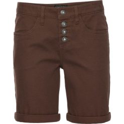 Bermudy ze stretchem bonprix brązowy. Pomarańczowe spodnie damskie bonprix, bez wzorów. Za 79,99 zł.