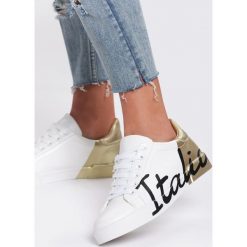 Biało-Złote Sneakersy Hashtag. Żółte buty sportowe damskie Renee. Za 89,99 zł.
