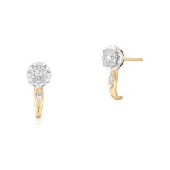 RABAT Złote Kolczyki - złoto 585, Brylant 0,14ct. Żółte kolczyki damskie W.KRUK, z brylantem, złote. W wyprzedaży za 1390,00 zł.