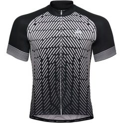 Odlo Koszulka rowerowa Stand-up collar s/s full zip Fujin Print czarna r. XL (411442). Czarne odzież rowerowa męska marki Odlo, m. Za 238,18 zł.