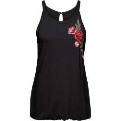 Topy damskie: Top z haftem bonprix czarny