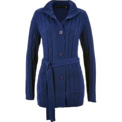 Długi sweter rozpinany bonprix kobaltowy. Zielone kardigany damskie marki bonprix, w kropki, z kopertowym dekoltem, kopertowe. Za 109,99 zł.