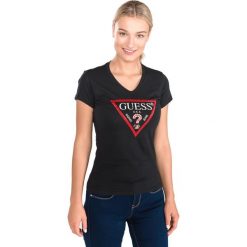 Guess Original Koszulka Czarny. Czarne koszulki damskie Guess, s, z nadrukiem, z bawełny. Za 188,95 zł.