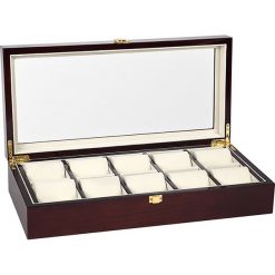 Zegarki męskie: Pudełko w kolorze brązowym na zegarki – 45,6 x 9,8 x 21,7 cm