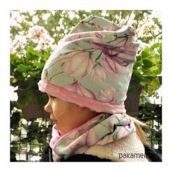 Komplet _ czapka BEANIE i komin_MAGNOLIE. Brązowe czapeczki niemowlęce marki Pakamera. Za 75,00 zł.