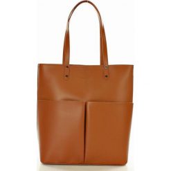 Torebka skórzany shopper z kieszeniami MARCO MAZZINI - brąz koniak. Pomarańczowe shopper bag damskie MAZZINI, ze skóry. Za 299,00 zł.