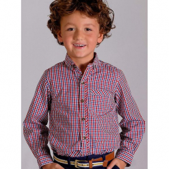 Koszula "Austin" w kolorze czerwono-niebieskim. Czerwone koszule chłopięce Paglie, New G.O.L & more, w kratkę, z bawełny, button down. Za 75,95 zł.