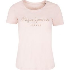 T- shirt Pepe Jeans. Różowe koszulki damskie Pepe Jeans, bez wzorów, z jeansu, bez kołnierzyka, bez rękawów. Za 89,00 zł.