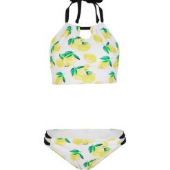 Bikini z biustonoszem bustier (2 części) bonprix żółty z nadrukiem. Żółte stroje kąpielowe damskie bonprix, z nadrukiem. Za 42,99 zł.