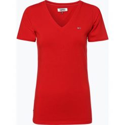 Tommy Jeans - T-shirt damski, czerwony. Czerwone t-shirty damskie Tommy Jeans, m, bez wzorów, z bawełny, eleganckie, bez kołnierzyka. Za 139,95 zł.