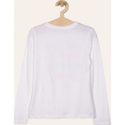 Blukids - Longsleeve dziecięcy 140-170 cm. Białe bluzki dziewczęce Blukids, z aplikacjami, z elastanu, z okrągłym kołnierzem, z długim rękawem, długie, bez kaptura. W wyprzedaży za 49,90 zł.