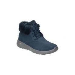 Botki Skechers 15506-NVGY. Niebieskie botki damskie Skechers, bez obcasa, bez zapięcia. Za 314,13 zł.