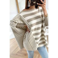 Bluzka damska RANIDA BEIGE. Brązowe bluzki damskie Bluzka damska RANIDA BEIGE, uniwersalny, bez wzorów, eleganckie, z asymetrycznym kołnierzem, bez rękawów. W wyprzedaży za 89,00 zł.