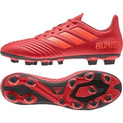 Buty piłkarskie adidas Predator 19.4 FxG M D97970. Czerwone buty sportowe męskie Adidas, z materiału, z paskami, do piłki nożnej. W wyprzedaży za 249,00 zł.