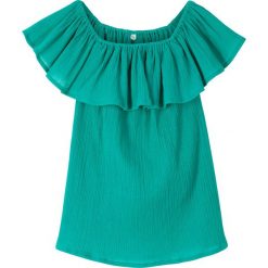 Bluzka "carmen" bonprix szmaragdowy. Zielone bluzki dziewczęce bonprix, bez wzorów, z bawełny, bez kołnierzyka, bez rękawów, bez kaptura. Za 44,99 zł.