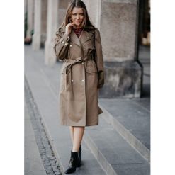 PŁASZCZ NOA KHAKI - 36. Brązowe kurtki damskie z bawełny, eleganckie. Za 199,90 zł.