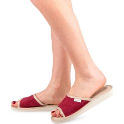 Kapcie damskie Natural Style NS-116 Bordowe. Czerwone kapcie damskie ze skóry. Za 28,00 zł.