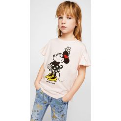 Mango Kids - Top dziecięcy Minniep 110-164 cm. Szare topy damskie marki Mango Kids, z nadrukiem, z bawełny, z okrągłym kołnierzem. Za 59,90 zł.