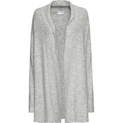 Sweter bez zapięcia z szalowym kołnierzem bonprix jasnoszary melanż. Szare swetry damskie bonprix, bez wzorów, z długim rękawem, długie, bez kaptura. Za 99,99 zł.