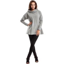 Szara Bluza Oversizowa z Kominem. Szare bluzy damskie Molly.pl, s, bez wzorów, z dzianiny, z długim rękawem, długie, bez kaptura, na golfa. Za 109,90 zł.