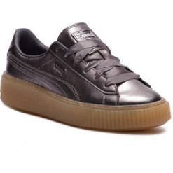 Sneakersy PUMA - Basket Platform Luxe Wn's 366687 01 Quiet Shade/Quiet Shade. Szare półbuty damskie Puma, ze skóry. W wyprzedaży za 299,99 zł.