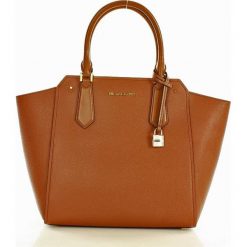 Luksusowa torebka tote MICHAEL KORS - HAYES - lugg/ballet. Pomarańczowe kuferki damskie Michael Kors, w paski, ze skóry, zdobione. Za 1399,00 zł.