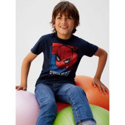 Mango Kids - T-shirt dziecięcy Spider 110-152 cm. Niebieskie t-shirty chłopięce Mango Kids, z nadrukiem, z bawełny, bez rękawów. Za 59,90 zł.