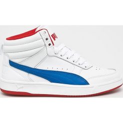 Puma - Buty dziecięce dziecięce Rebound Street v2. Białe trampki chłopięce Puma, bez wzorów, ze skóry, sportowe, z okrągłym noskiem, na sznurówki. W wyprzedaży za 199,90 zł.