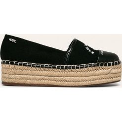 Karl Lagerfeld - Espadryle. Białe espadryle damskie KARL LAGERFELD, bez wzorów, ze skóry, bez obcasa, na obcasie. Za 679,90 zł.