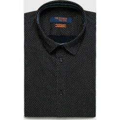 Trussardi Jeans - Koszula. Białe koszule męskie Trussardi Jeans, bez wzorów, z elastanu, klasyczne, z włoskim kołnierzykiem, z długim rękawem. W wyprzedaży za 269,90 zł.