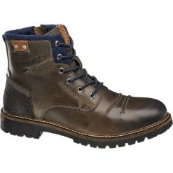 Kozaki męskie Dockers popielate. Szare buty zimowe męskie marki DOCKERS, z materiału, na sznurówki. Za 319,90 zł.