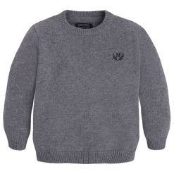 Sweter w kolorze szarym. Szare swetry chłopięce Mayoral, bez wzorów, z okrągłym kołnierzem. W wyprzedaży za 67,95 zł.