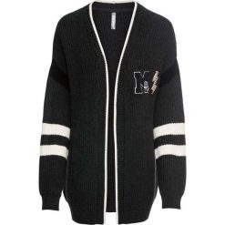 Sweter rozpinany "college" bonprix antracytowo-czarno-biały. Szare swetry damskie bonprix, bez wzorów, bez rękawów, bez kaptura. Za 149,99 zł.