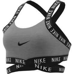 Biustonosz sportowy NIKE INDY LOGO BRA / AQ0918-091. Szare biustonosze sportowe damskie Nike, bez wzorów, z elastanu, do biegania, dri-fit (nike). Za 139,00 zł.