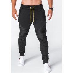 SPODNIE MĘSKIE DRESOWE P644 - CZARNE. Czarne spodnie męskie Ombre Clothing, s, bez wzorów, z bawełny. Za 55,00 zł.