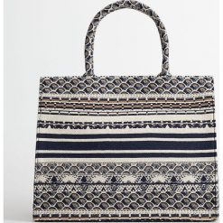 Mango - Torebka CAVAS. Niebieskie torby damskie na zakupy Mango, z haftami, z bawełny, duże. Za 139,90 zł.