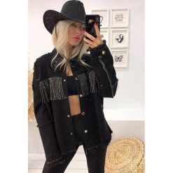 Jeansowa kurtka DJOANA BLACK. Czarne kurtki damskie IVET, bez wzorów, z jeansu, eleganckie, długie, bez kaptura. W wyprzedaży za 149,00 zł.